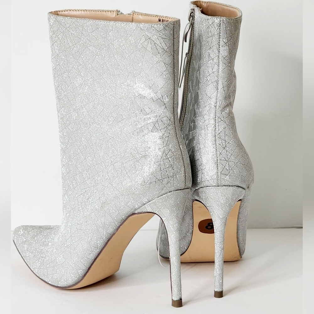 Elditas Women's Skylar Silver Shimmering Stiletto Heels Ankle Bootie Size 8 - Picture 9 of 11
